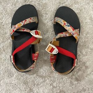 Custom-Made Chacos - Women’s Size 8 - Splatter Design, White and Red